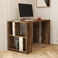 Masa de birou Hanah Home Lima Walnut White Marble imaginea #3 — magazin online Desire.md