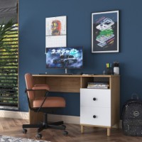Masa de birou Rani HA109 Walnut White imaginea #2 — magazin online Desire.md