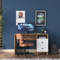 Masa de birou Rani HA109 Walnut White imaginea #3 — magazin online Desire.md