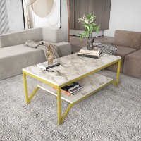 Măsuţă cafea Hanah Home Flora Gold White