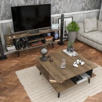 Măsuţă cafea Hanah Home Akya Walnut Black imaginea #2 — magazin online Desire.md