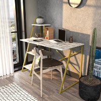 Masa de birou Hanah Home Admira White Gold imaginea #2 — magazin online Desire.md