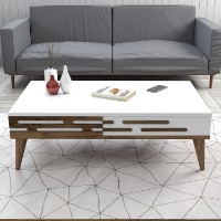 Măsuţă cafea Hanah Home Valensiya Walnut White imaginea #2 — magazin online Desire.md