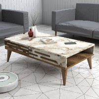 Măsuţă cafea Hanah Home Valensiya Walnut White Marble imaginea #1 — magazin online Desire.md