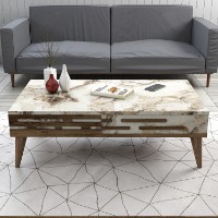 Măsuţă cafea Hanah Home Valensiya Walnut White Marble imaginea #2 — magazin online Desire.md