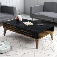 Măsuţă cafea Hanah Home Valensiya Walnut Black Marble imaginea #1 — magazin online Desire.md