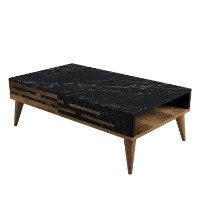 Măsuţă cafea Hanah Home Valensiya Walnut Black Marble imaginea #4 — magazin online Desire.md