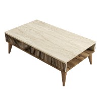 Журнальный столик Hanah Home Milan Walnut Travertine фото №3 — интернет-магазин Desire.md