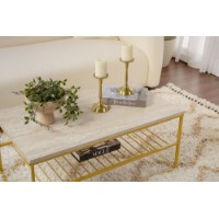 Măsuţă cafea Hanah Home Asude Gold Travertine imaginea #3 — magazin online Desire.md