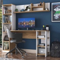 Masa de birou Rani HA125 Walnut White imaginea #2 — magazin online Desire.md