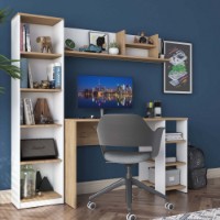 Masa de birou Rani HA125 Walnut White imaginea #3 — magazin online Desire.md