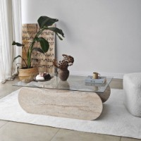 Măsuţă cafea Hanah Home Brise Travertine Transparent