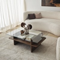 Журнальный столик Hanah Home Saga Rectangle Walnut Transparent фото №4 — интернет-магазин Desire.md