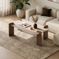 Журнальный столик Hanah Home Renard Travertine Venezia Walnut