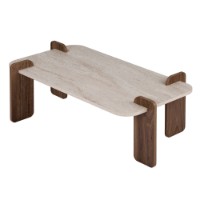 Журнальный столик Hanah Home Renard Travertine Venezia Walnut фото №3 — интернет-магазин Desire.md