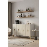 Dulăpior Hanah Home Salkim 120 White Travertine Gold