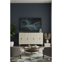 Dulăpior Hanah Home Salkim 120 White Travertine Gold imaginea #2 — magazin online Desire.md
