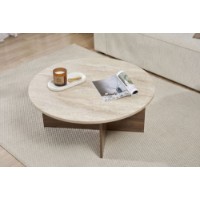 Журнальный столик Hanah Home Soleil Travertine Venezia Walnut фото №3 — интернет-магазин Desire.md