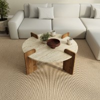 Măsuţă cafea Hanah Home Avoure Travertine Walnut imaginea #2 — magazin online Desire.md