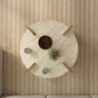 Măsuţă cafea Hanah Home Avoure Travertine Walnut imaginea #3 — magazin online Desire.md