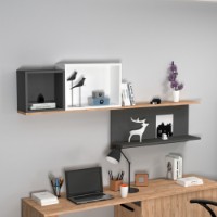 Настенная полка Hanah Home Akser Atlantic Pine Anthracite White фото №3 — интернет-магазин Desire.md