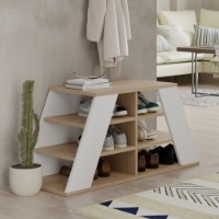 Обувница Hanah Home Pyramid Shoe Bench Oak White фото №2 — интернет-магазин Desire.md