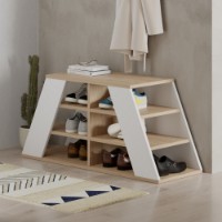 Обувница Hanah Home Pyramid Shoe Bench Oak White фото №3 — интернет-магазин Desire.md