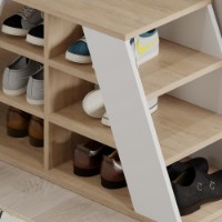 Обувница Hanah Home Pyramid Shoe Bench Oak White фото №4 — интернет-магазин Desire.md
