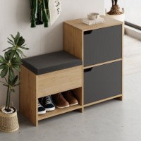 Обувница Hanah Home Haven Shoe Bench Oak Anthracite фото №2 — интернет-магазин Desire.md