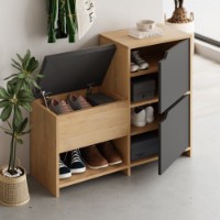 Обувница Hanah Home Haven Shoe Bench Oak Anthracite фото №3 — интернет-магазин Desire.md
