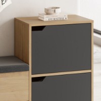 Обувница Hanah Home Haven Shoe Bench Oak Anthracite фото №4 — интернет-магазин Desire.md