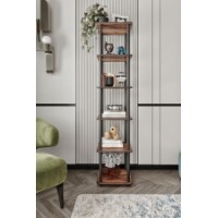 Etajeră Hanah Home Bookcase 6 Tiers Square Walnut imaginea #2 — magazin online Desire.md