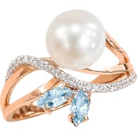 Inel din aur rosu cu perla si topaz Platina 01-2191-00-306-1110-31 3,57g s.19