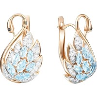 Cercei din aur rosu cu topaz si zirconiu Platina 02-3740-00-207-1110-46 5,02g