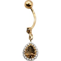 Piercing din aur rosu cu cuart fumuriu si zirconiu Platina 06-2550-00-208-1110-46 1,88g 