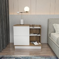 Noptieră Hanah Home Rena White Walnut