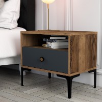Прикроватная тумба Hanah Home Lizbon Walnut Anthracite