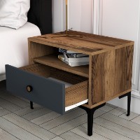 Прикроватная тумба Hanah Home Lizbon Walnut Anthracite фото №3 — интернет-магазин Desire.md