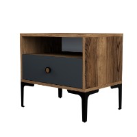 Прикроватная тумба Hanah Home Lizbon Walnut Anthracite фото №4 — интернет-магазин Desire.md