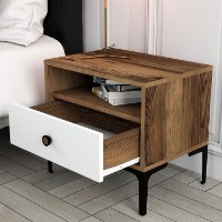 Прикроватная тумба Hanah Home Lizbon Walnut White фото №3 — интернет-магазин Desire.md