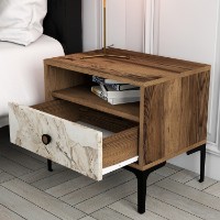 Noptieră Hanah Home Lizbon Walnut White imaginea #3 — magazin online Desire.md