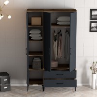 Dulap Hanah Home Kumsal RT Walnut Anthracite imaginea #3 — magazin online Desire.md