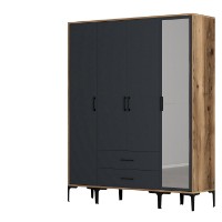Dulap Hanah Home Kumsal STR Walnut Anthracite imaginea #5 — magazin online Desire.md