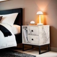 Прикроватная тумба Hanah Home Glimmer Fressia Marble Black фото №2 — интернет-магазин Desire.md