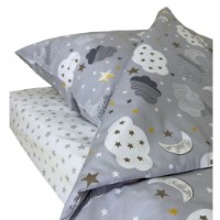 Lenjerie de pat pentru copii Holala Kids Grey Clouds 120x60cm 3pcs imaginea #7 — magazin online Desire.md