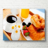 Pictură ArtShop Coffee with Сroissant 75x50cm (PET6-M-PL)
