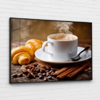 Pictură ArtShop Cup with Coffee And Croissant 90x60cm (PET58)