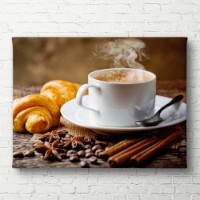 Pictură ArtShop Cup with Coffee And Croissant 60x40cm (PET58-L-PL)