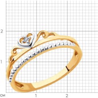 Inel din aur rosu cu diamant Casa Bosco 1011938 1,42g s.16 imaginea #2 — magazin online Desire.md