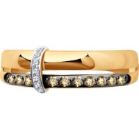 Inel din aur rosu cu diamante incolore si coniac Casa Bosco 1012012 2,4g s.17,5 imaginea #3 — magazin online Desire.md
